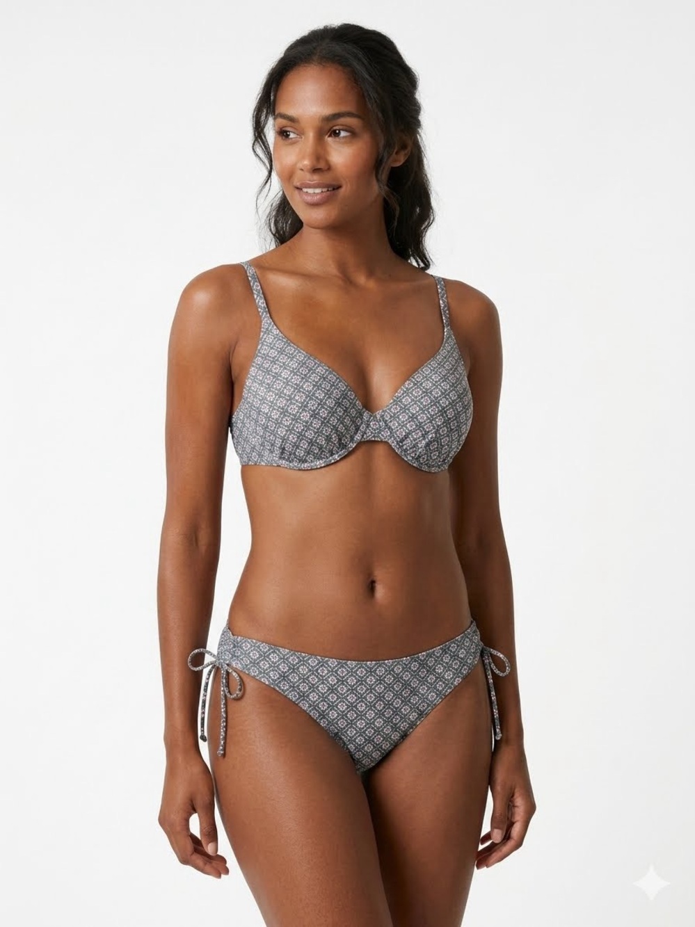 NOWT La Vie en Rose Bikini Grey/Orange Floral XL